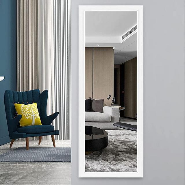NeuType Full Length Mirror 43"x16" Large Mirror Bedroom Locker Room Standing Hanging Mirror Dressing Mirror, White(No Stand)