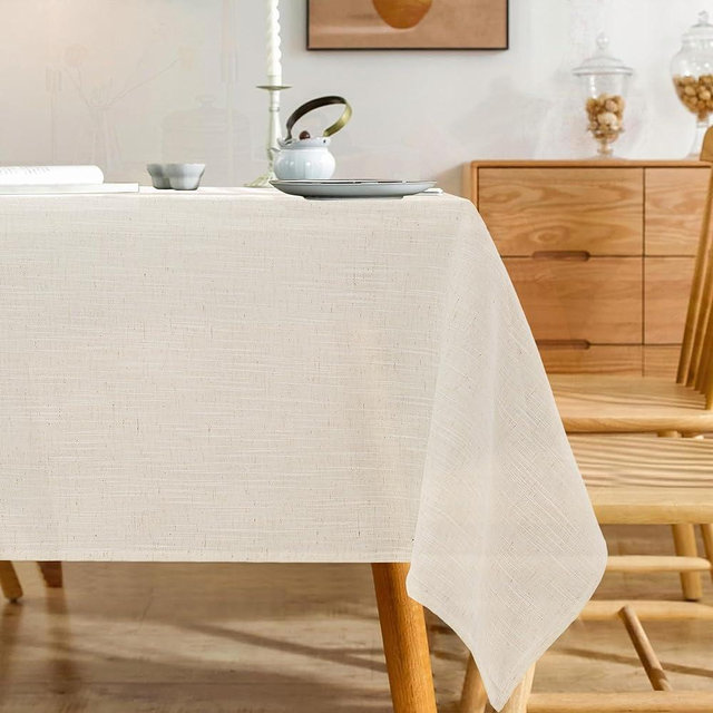 Karseteli Natural Linen Square Tablecloth, Slubby Textured Fall Lightweight Table Cloth 52 x 52 Inch, Water Resistant Stain Resistant Farmhouse Burlap Table Cover for Kitchen Dining Room