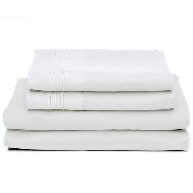 BigFoot Bed Sheets Set – 4 Piece King Bedding Made of Soft Double-Brushed Microfiber with 16-Inch Deep Pocket Fitted Sheet, Colorfast, Moisture-Wicking, Stain and Wrinkle-Resistant, White
