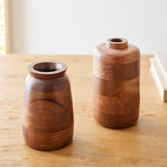 Wood Vases, Cool Walnut, Set of 2