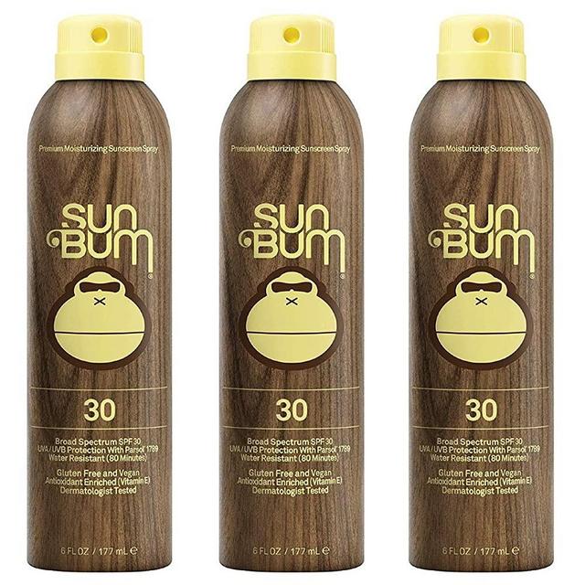 Sun Bum Original Moisturizing Sunscreen Spray SPF 30 | Vegan and Reef Friendly | Octinoxate & Oxybenzone Free | Broad Spectrum UVA/UVB Sunscreen with Vitamin E | 6 oz | Pack of 3