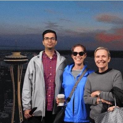 Emma, Kathy (Emma’s mom), and Mil at the space needle in Seattle!