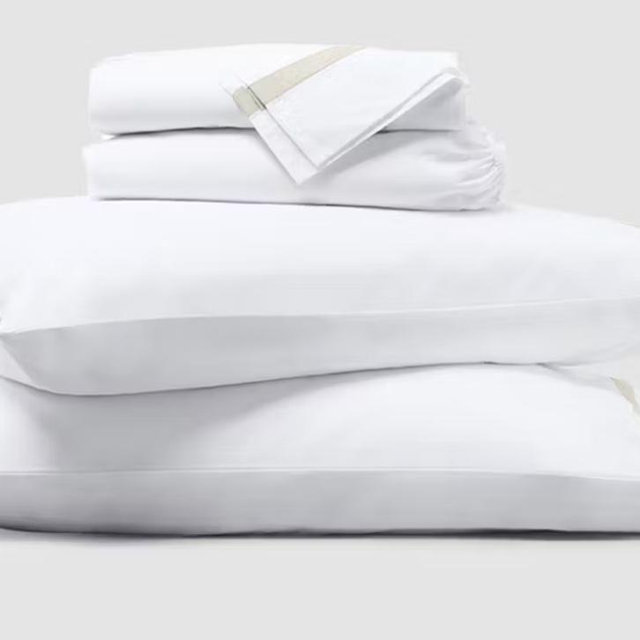 Banded Percale Cotton Sheets & Pillowcase Set | Saatva