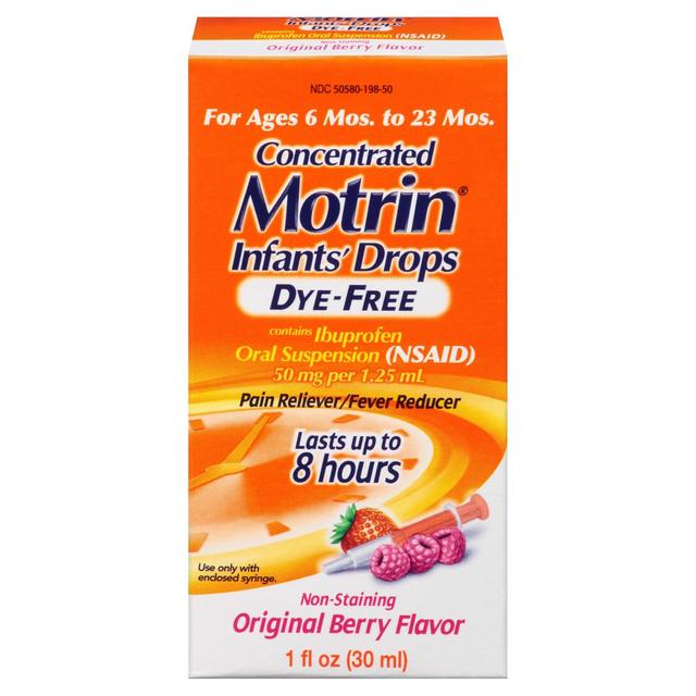 Infants' Motrin Dye-Free Pain Reliever/Fever Reducer Liquid Drops - Ibuprofen (NSAID)- Berry - 1 fl oz