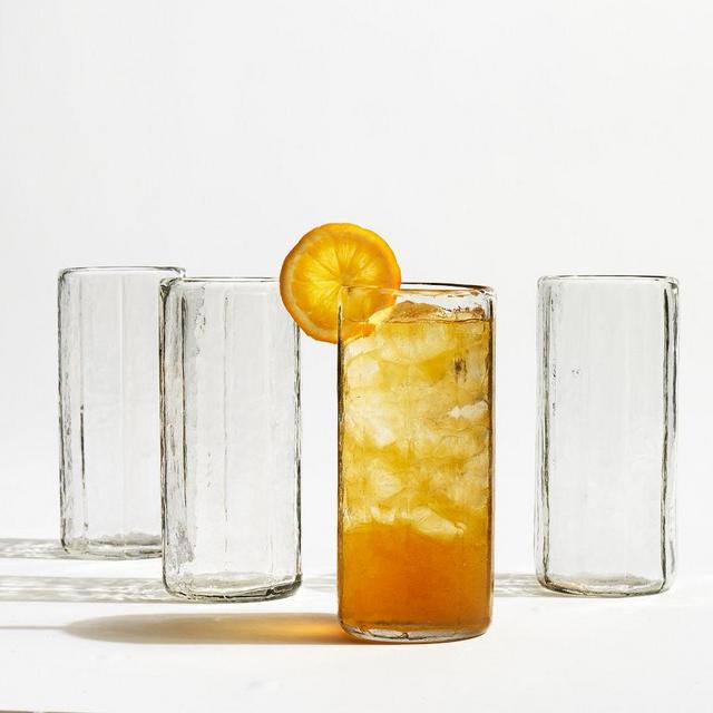 Hammered Café Tall Drinking Glasses, Set of 4
