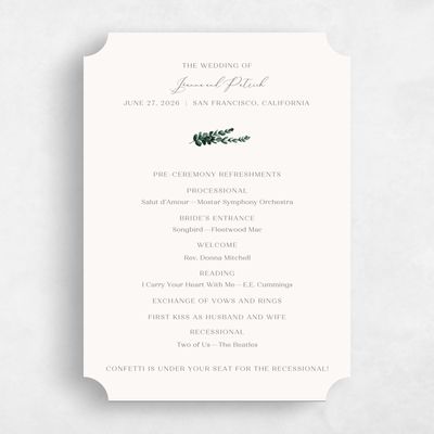 Beige Ticket Wedding Program - Stanley