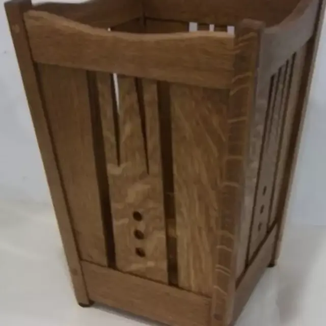 Arts and Crafts Mission Quartersawn Oak Wastebasket Stickley era style Model#26O