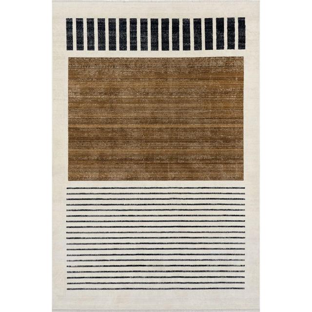 Nuloom Keeva Striped 3x5 Accent Indoor Area Rug for Living Room Bedroom Dining Room Entryway Kitchen, Beige/Ivory