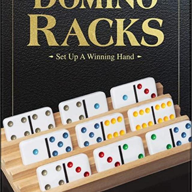 Wood Domino Racks, Set of 4 Trays for Mexican Train and Other Dominoes Games, for Families and Kids Ages 8 and up