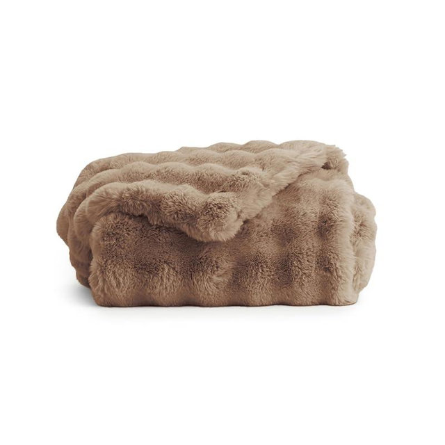 Cozy Earth Bubble Cuddle Blanket - Faux Fur Ultra-Soft Luxury Throw Blanket - Comfortably Weighted Design for Lounging or Sharing - Machine Washable - Walnut Oversized Throw 80" x 60"