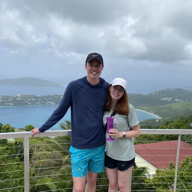 Enjoying a banana daquiri and amazing views from Mountaintop, St. Thomas USVI