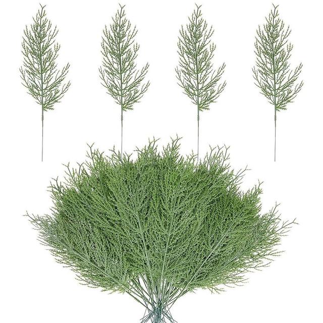 Alpurple 25 PCS Artificial Pine Branches-13.7 Inches Fake Greenery Plants Pine Sprigs-Faux Pine Leaves Picks for DIY Garland Crafts Christmas Embellishing and Home Garden Decoration (25PCS)