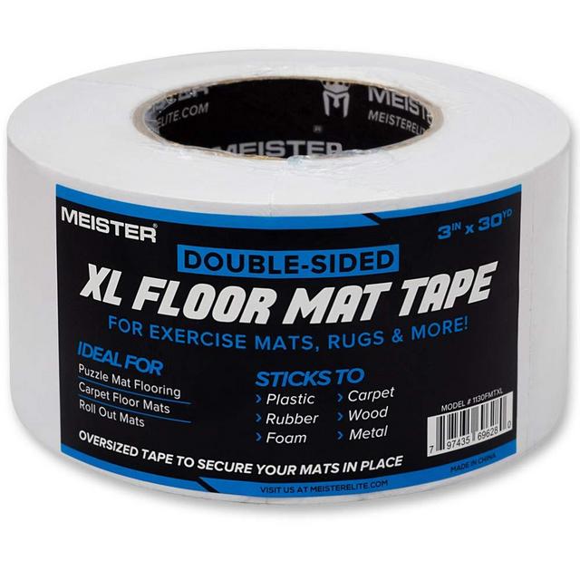 Meister Double-Sided XL Floor Mat Tape - Secures Exercise Mats & Rugs in Place