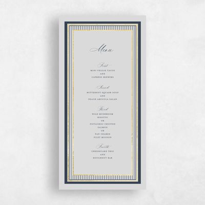 Moon Mist, Grey Wedding Menu - Robin Foil