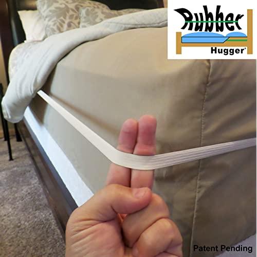 RUBBER HUGGER The The Bed Sheet Holder Band – New Approach for Keeping Your Sheets On Your Mattress – No Sheet Straps, Sheet Clips, Grippers, or Fasteners. (Large Size for King Mattress)