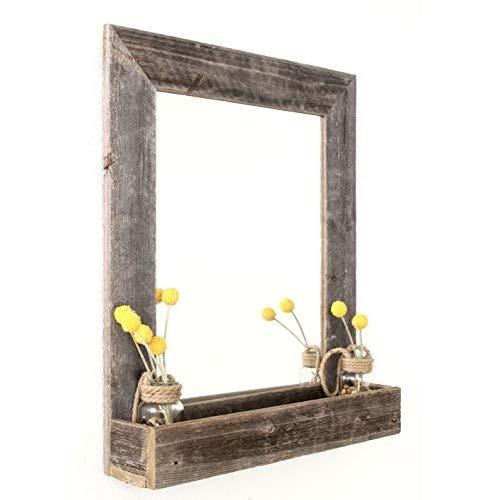 BarnwoodUSA Large Farmhouse-Style Mirror with Reclaimed Wood Shelf, Rustic Wall Decor