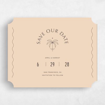 Beige Ticket Wedding Save the Date - Monraz Landscape