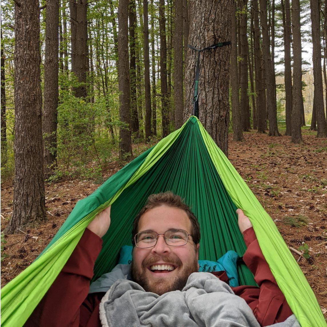 Tory's Birthday hike and hammocking. Tiny arms!