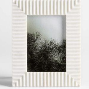 Fluted White Marble 3" Round Picture Frame + Reviews | Crate & Barrel