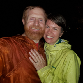 Our selfie in the rain at Edgewater Park right after the proposal - April 10, 2021.