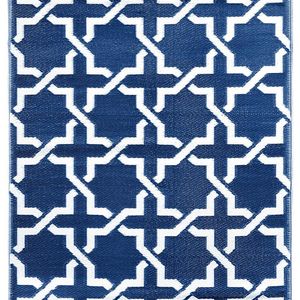 Green Decore Outdoor/Light Weight/Reversible Eco Plastic Rug - Serene (6 x 9, True Blue/White)