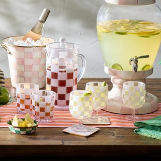 Check Acrylic Water Goblet, Set of 4