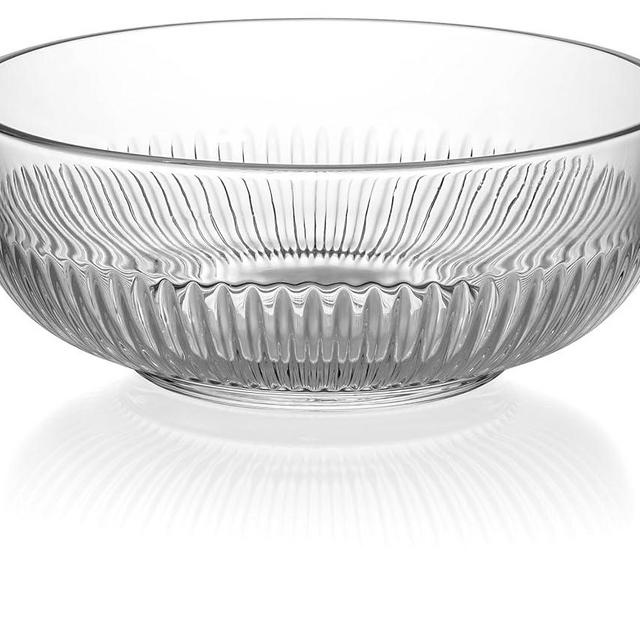 Red Co. Large Clear Glass Mixing Bowl with Ribbed Surface, for Mixing, Storage, Serving, 2.5 Quarts, 9" Dia