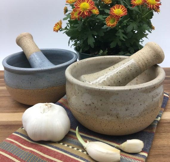 WHITE Ceramic Mortar and Pestle