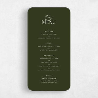 Green Rounded Wedding Menu - Sidney
