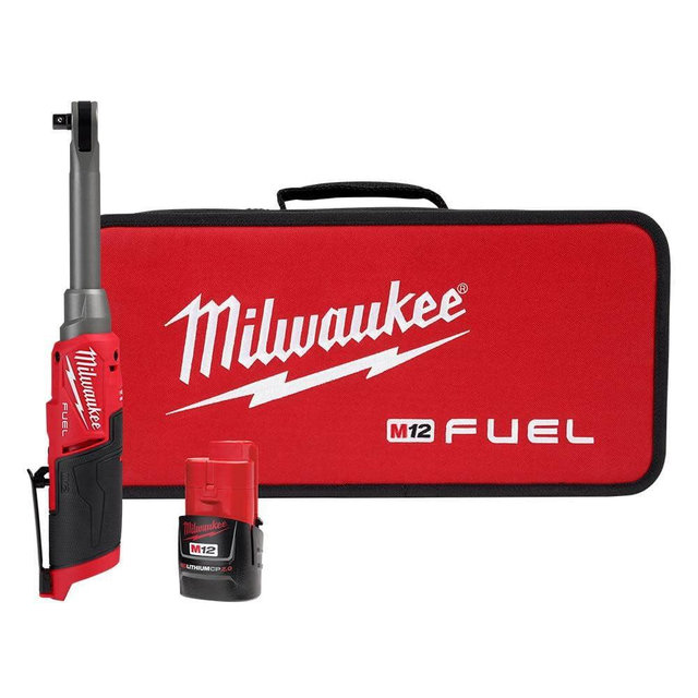 Milwaukee M12 FUEL 3/8" Extended Reach High Speed Ratchet, 35 ft-lbs Max Torque, Red