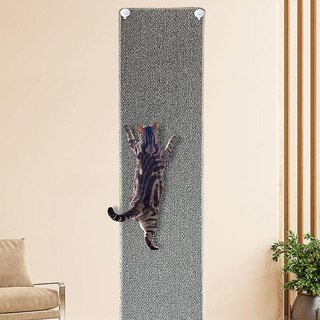 70.9"x 15.7" Thickened Extra Large Cat Wall Climbing Carpet with 10pcs Fixed Nails, Durable Cat Wall Furniture, Wall Scratcher, Scratching Post, Couch Sofa Protector, Gray
