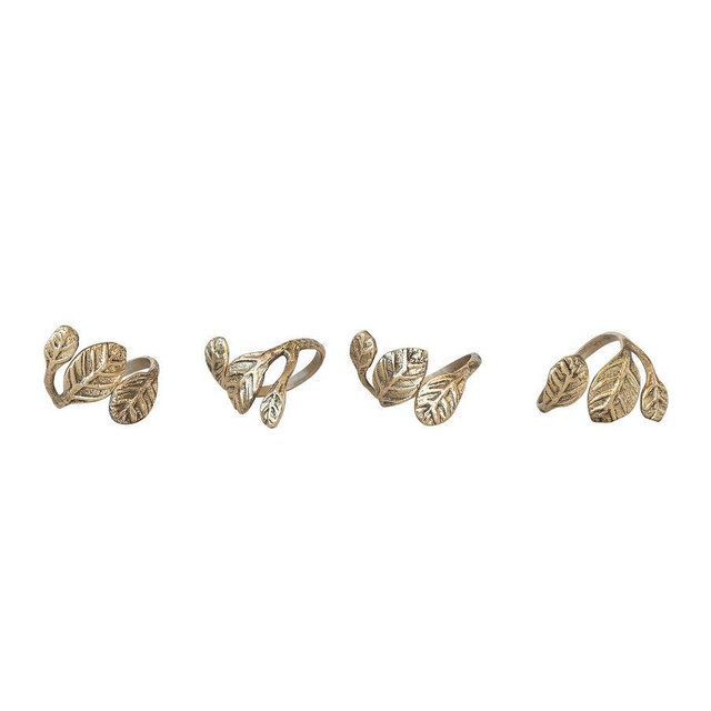 Brass Leaf Napkin Rings, Set of 4