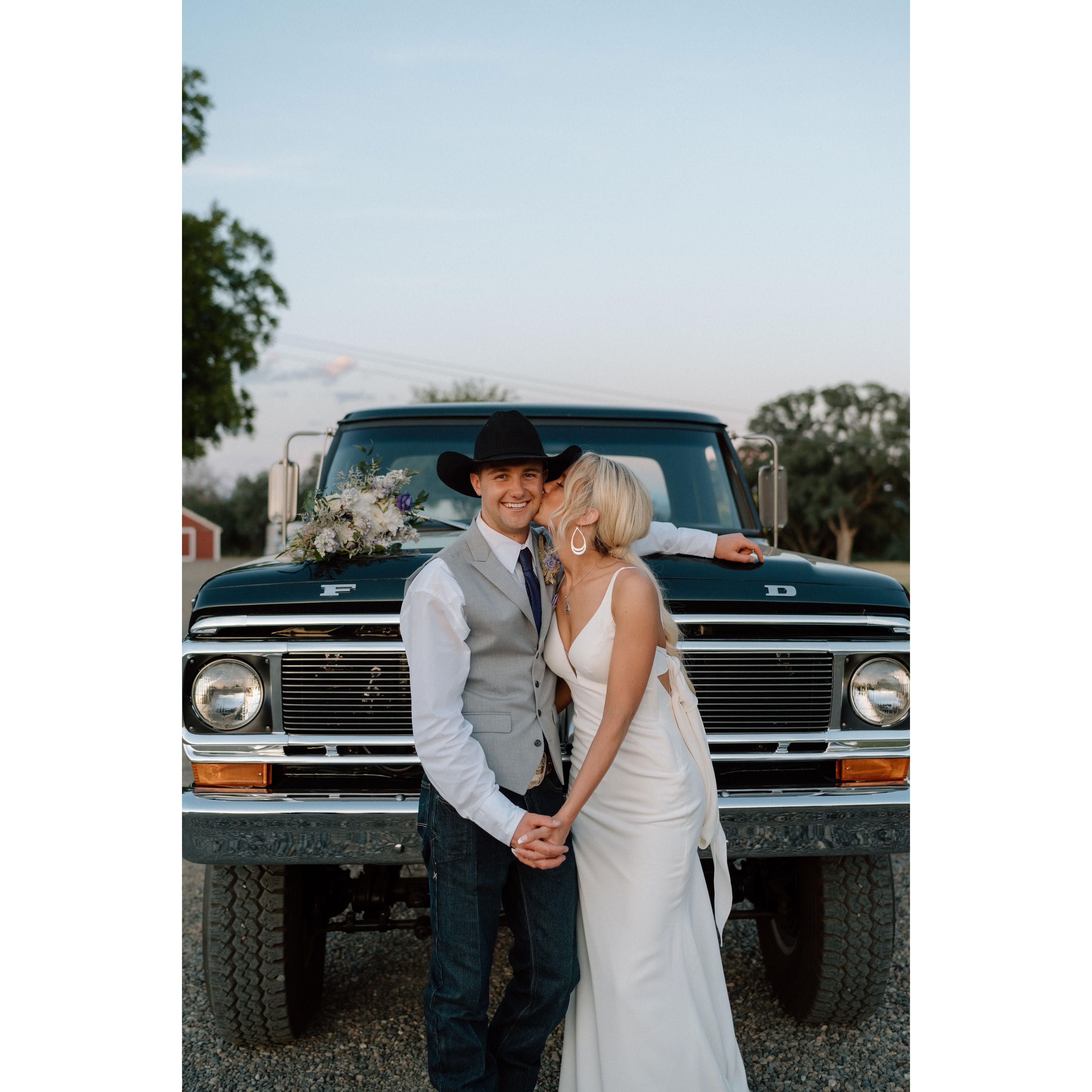 Cole and his dad refinished this truck when Cole was in high school. This was our getaway car after the reception