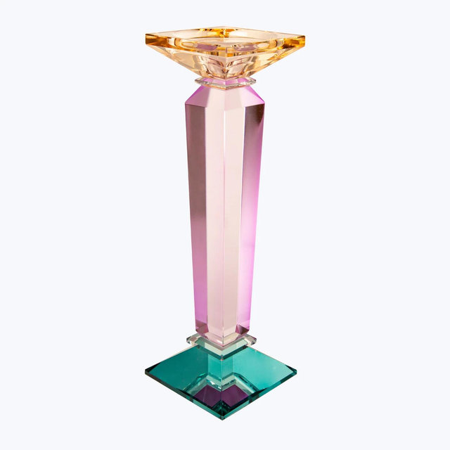 Tall Column Ornamental Crystal Candle Holder