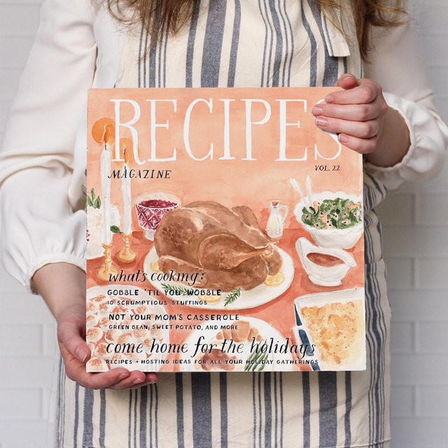 Recipe Binder - Thanksgiving Christmas Magazine - 3-Ring Binder for Recipe Storage and Organization - 2-inch Spine - Optional Tab Dividers