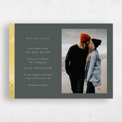 Dark Seaweed, Green Wedding Invitation - Jules Photo Foil