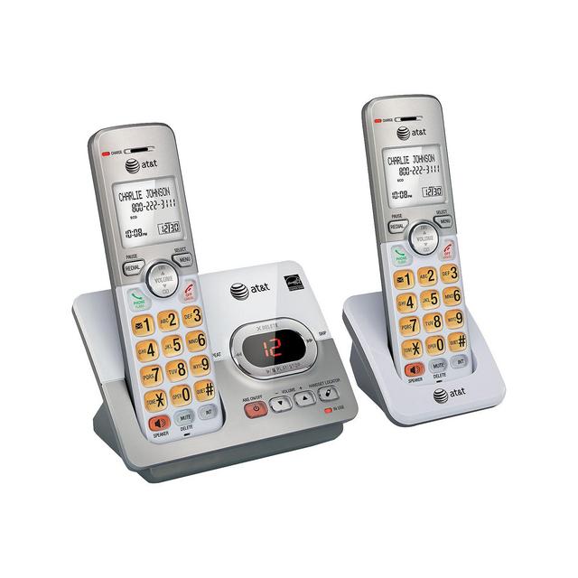 AT&T EL52203 DECT 6.0 Expandable Cordless Phone System with Answering Machine, 2 Handsets - Silver
