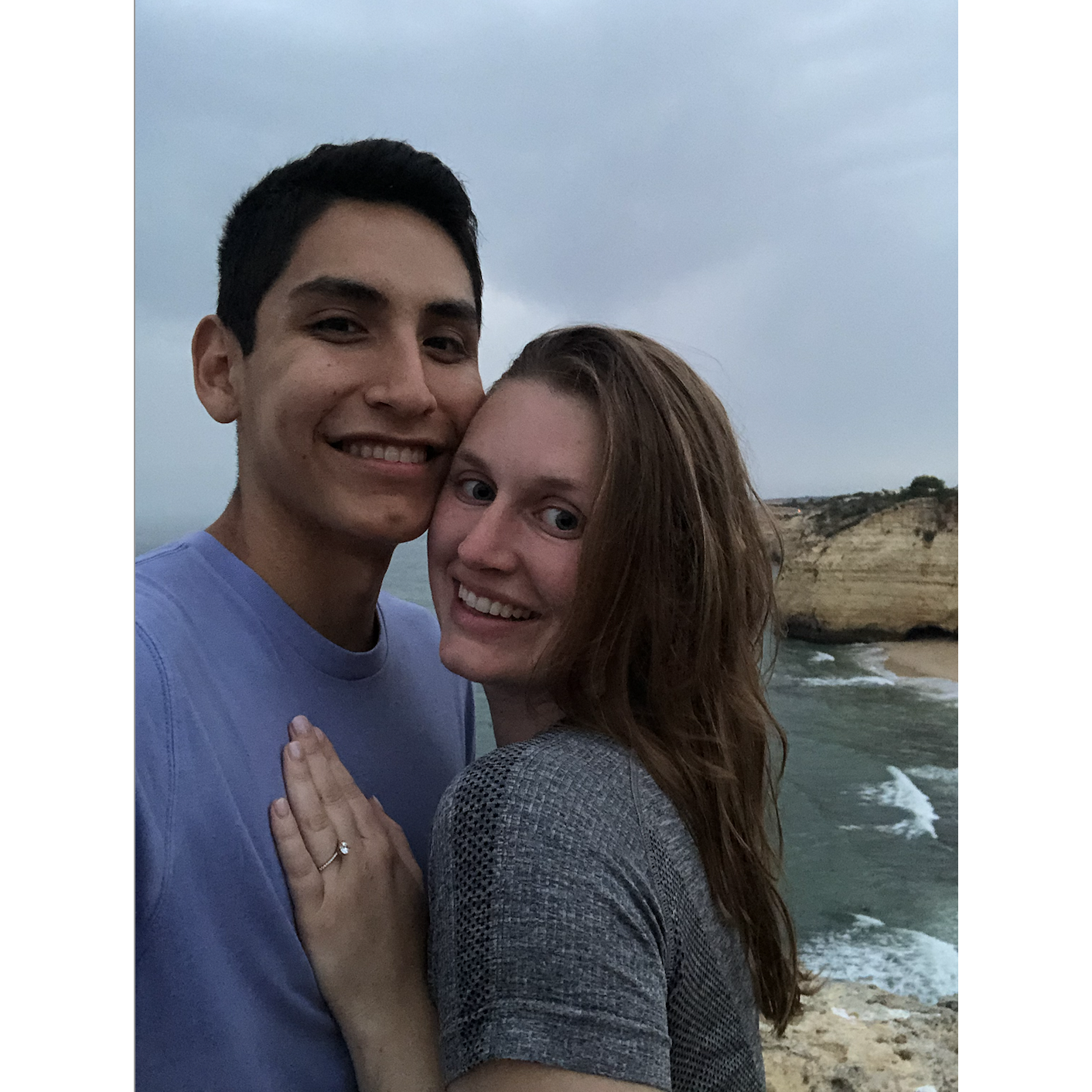 Proposal on a beach hike at sunset in Algarve, Portugal (2022)