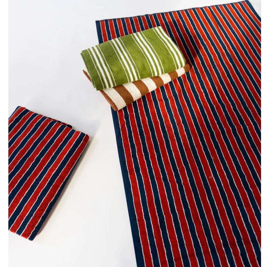 Large Beach Towels in Helena Navy Stripe