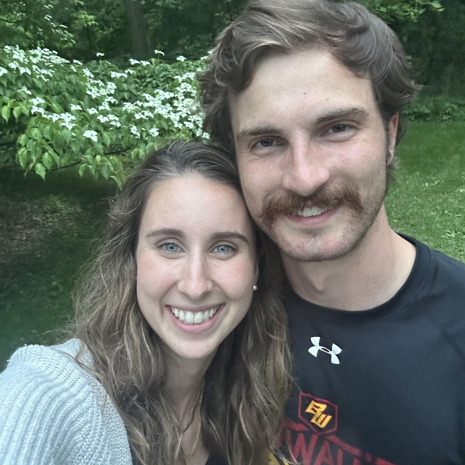 One of our first dates, walking around at the park of roses.