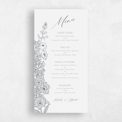 Seashell, Grey Wedding Menu - Felce