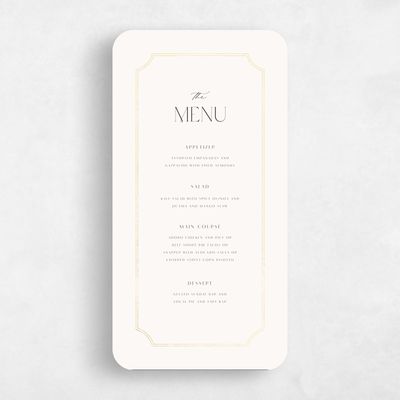 Beige Rounded Wedding Menu - Rothenburg Foil