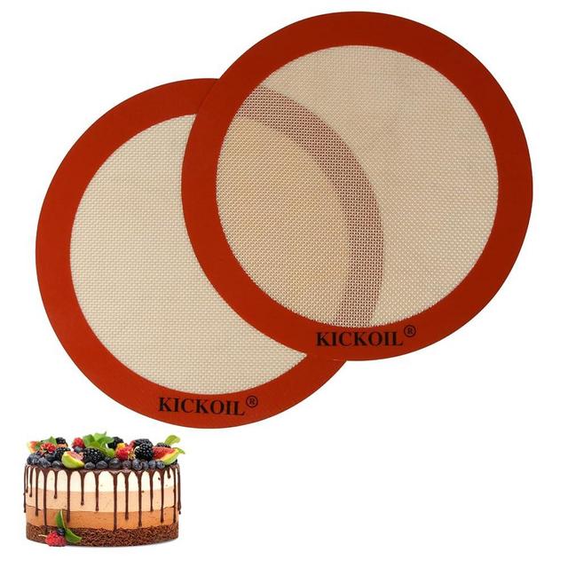 Round Silicone Baking Mats Set of 2,Silicone Mat for 9 Inch Cake Pan Pizza Pan,Non-Stick Reusable Heat Resistant Baking Sheets Liner for Cookies,Rolling,Pie,Macarons Bread & Pastry, Orange