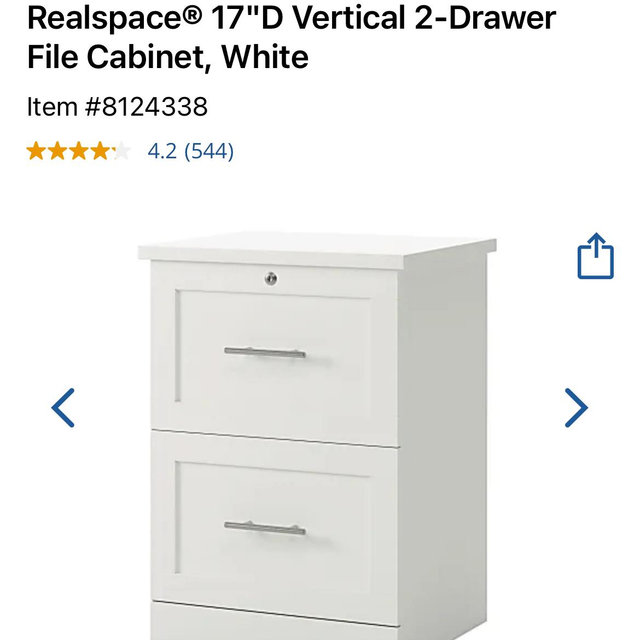 Realspace® 17D Vertical 2-Drawer File Cabinet, White