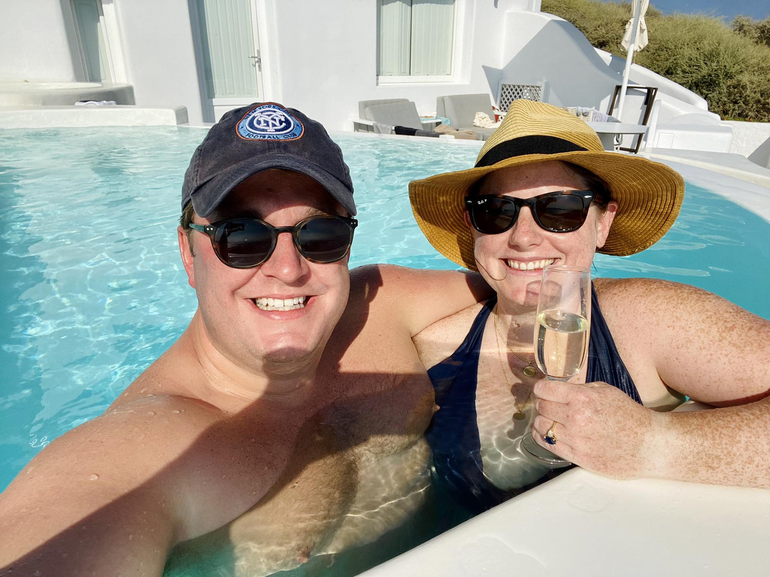First photos after getting engaged. Santorini. August 2022.