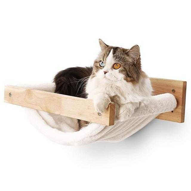 FUKUMARU Cat Hammock Wall Mounted Large Cats Shelf - Modern Beds and Perches - Premium Kitty Furniture for Sleeping, Playing, Climbing, and Lounging - Easily Holds up to 40 lbs