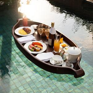 Floating breakfast in our villa