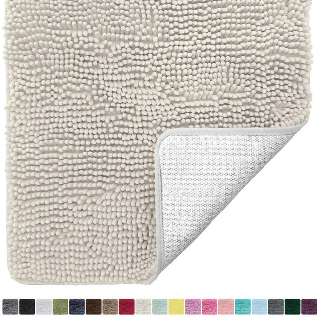 Gorilla Grip Original Luxury Chenille Bathroom Rug Mat, 30x20, Extra Soft and Absorbent Shaggy Rugs, Machine Wash Dry, Perfect Plush Carpet Mats for Tub, Shower, and Bath Room, Cloud
