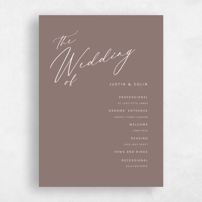 Taupe, Brown Wedding Program - Blair