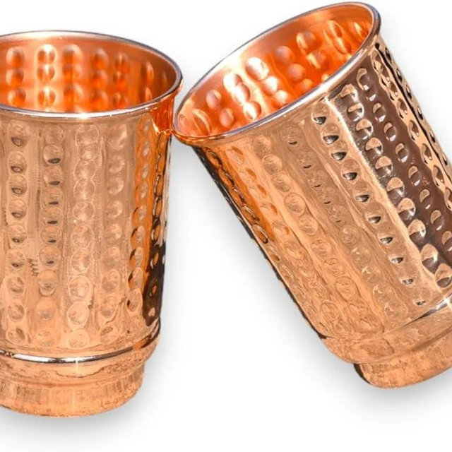 4YORKARE Pure Copper Tumblers Set of 2 – 12 oz Hammered Moscow Mule Mugs for Daily Hydration & Cocktail Parties | Handcrafted Copper Cups for Beverages | Ideal Gift Set